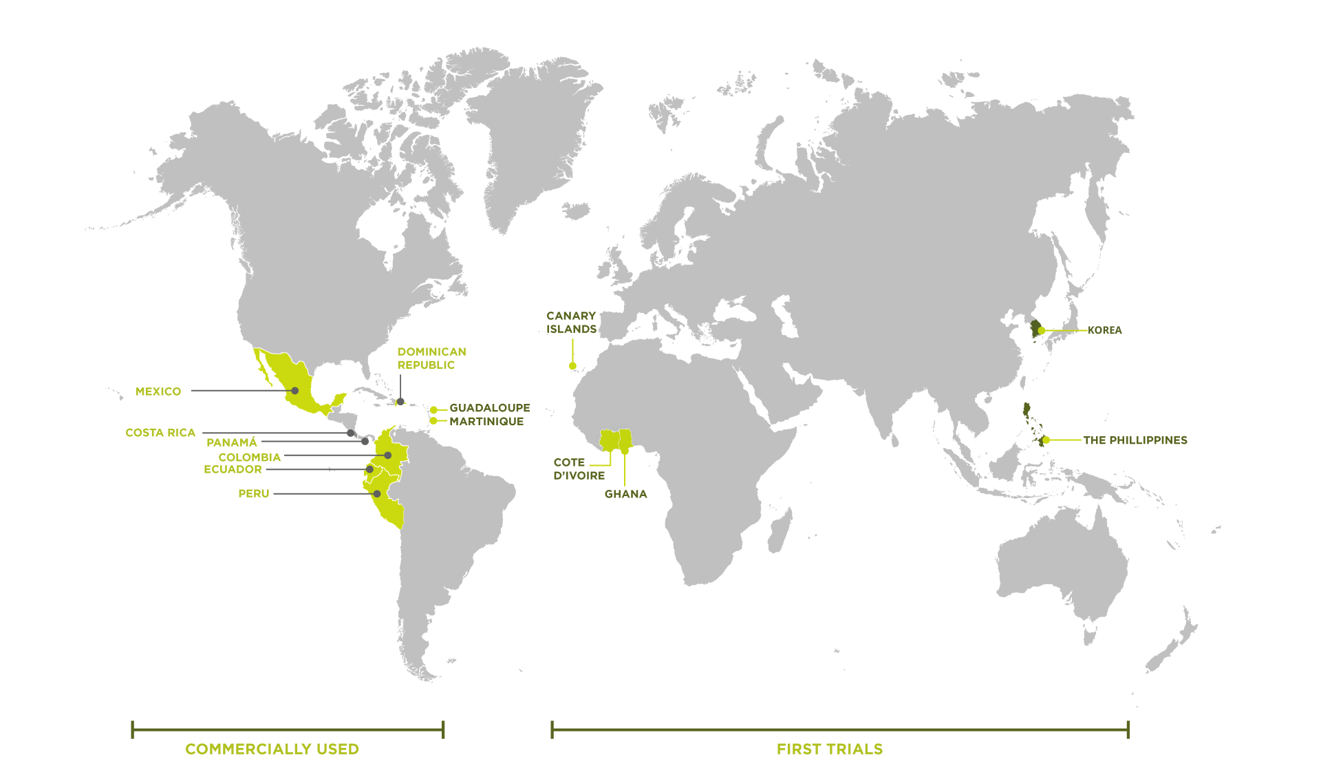 Map showing ParaSeal global presence across banana-producing markets
